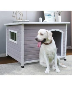 33.4" Wood Outdoor Weatherproof Dog Houses