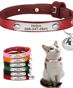 Personalized Adjustable Leather Pet Cats Collars Necklace