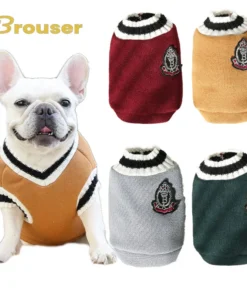 Dog Sweater College Style V-neck Teddy knitted Vest Pet Puppy Winter Warm Clothes