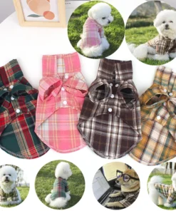 Summer Pet Shirt British Style Plaid Dog Vest Clothes