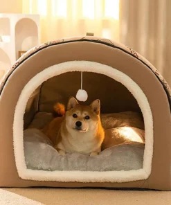 Dog Cave 2 in 1 Detachable Covered Bed with Ball