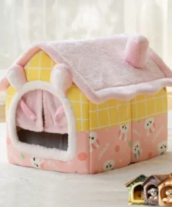 Folding Dog House Winter Fully Enclosed Warm Cat Sleeping Bed