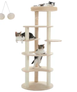 Cat Climbing Tower with 9 Sisal Scratching Posts Circular Play Floor
