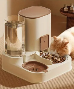 Automatic Cat Feeder Water Dispenser Set, 2 In 1 Cat Gravity Water Feeder