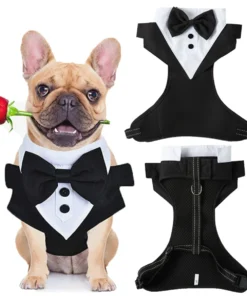 Dog Tuxedo Costume Formal Shirt Dog Wedding Black Jacket Suit